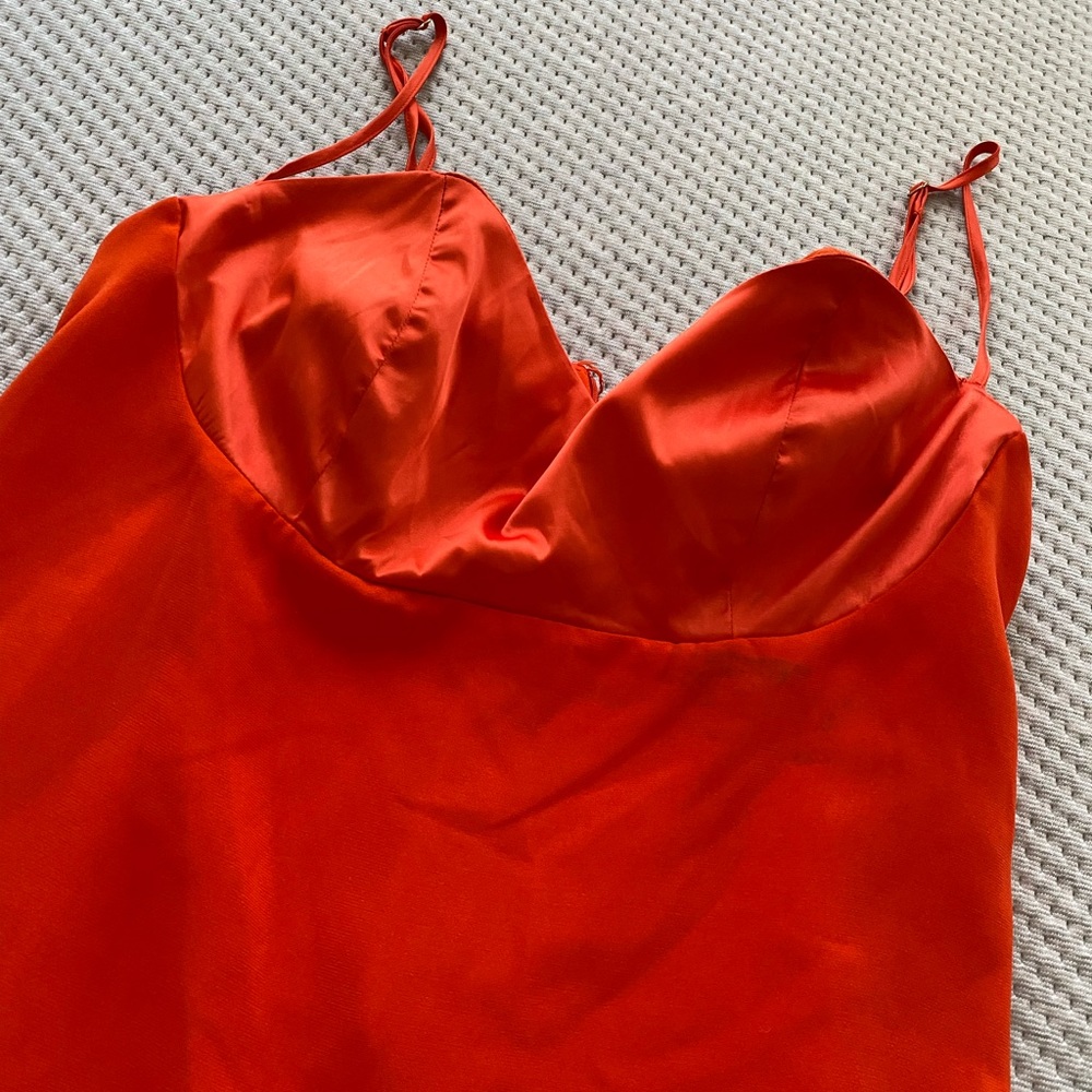 FREE PEOPLE RED CORAL SATIN BUSTIER MINI SLIP DRESS NEW TAG LARGE